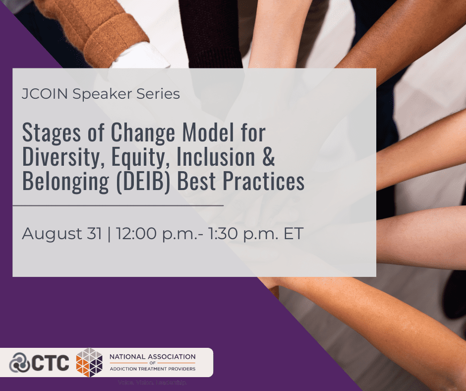 JCOIN Speaker Series: Stages of Change Model for Diversity, Equity, Inclusion & Belonging (DEIB) Best Practices webinar flyer