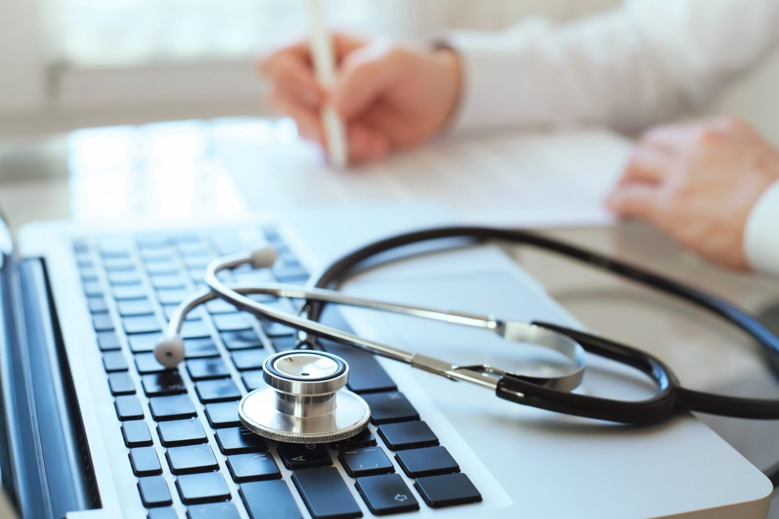 Doctor using a computer