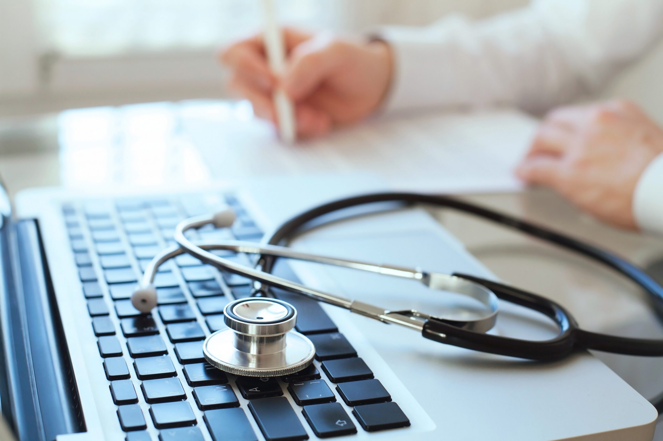 Doctor using a computer