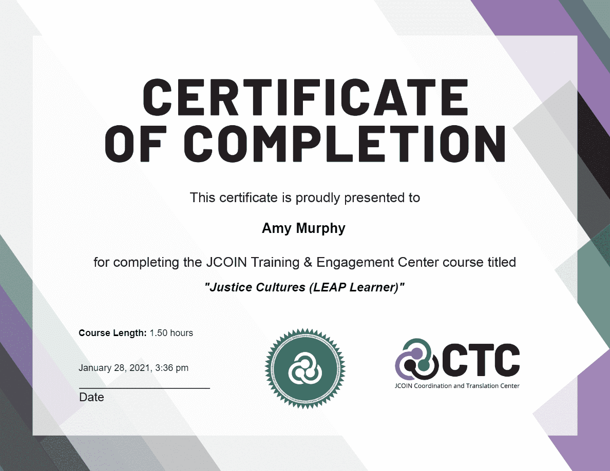 Course completion certificate
