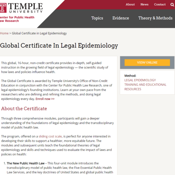 Global Certificate in Legal Epidemiology _ Public Health Law Research