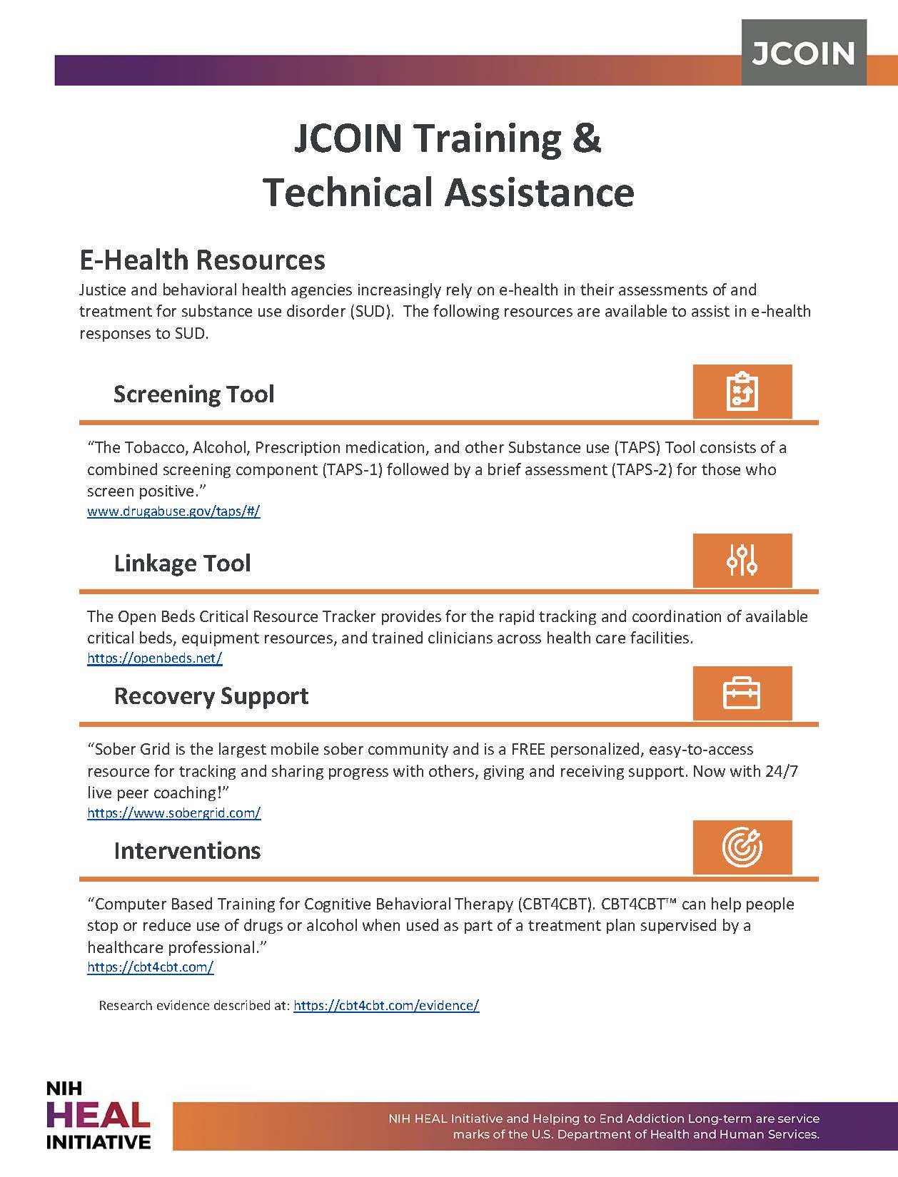JCOIN TTA PDF screenshot - E-Health Resources