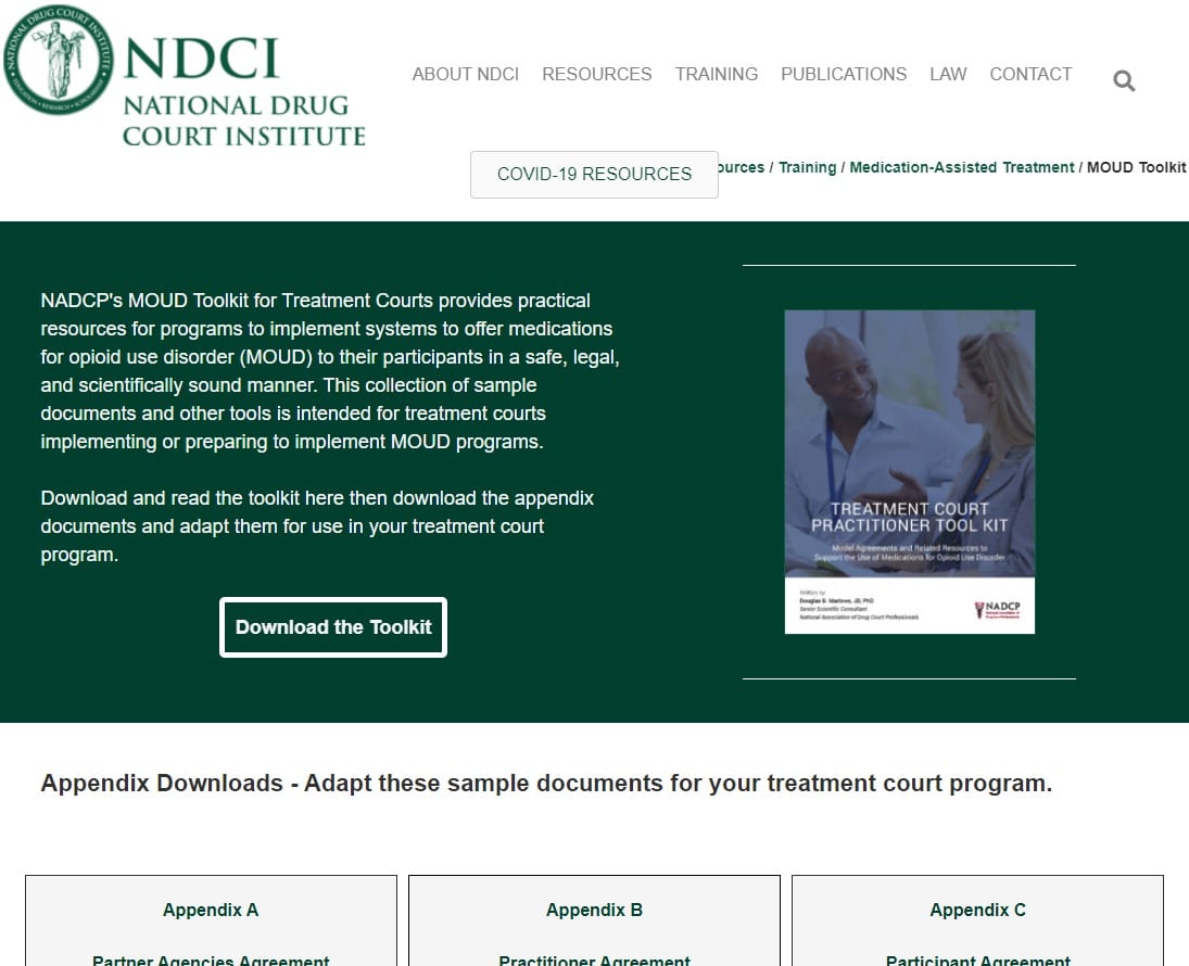 NADCP MOUD Toolkit website screenshot