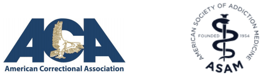 Logo of American Correctional Association (ACA) and logo American Society of Addiction Medicine (ASAM))